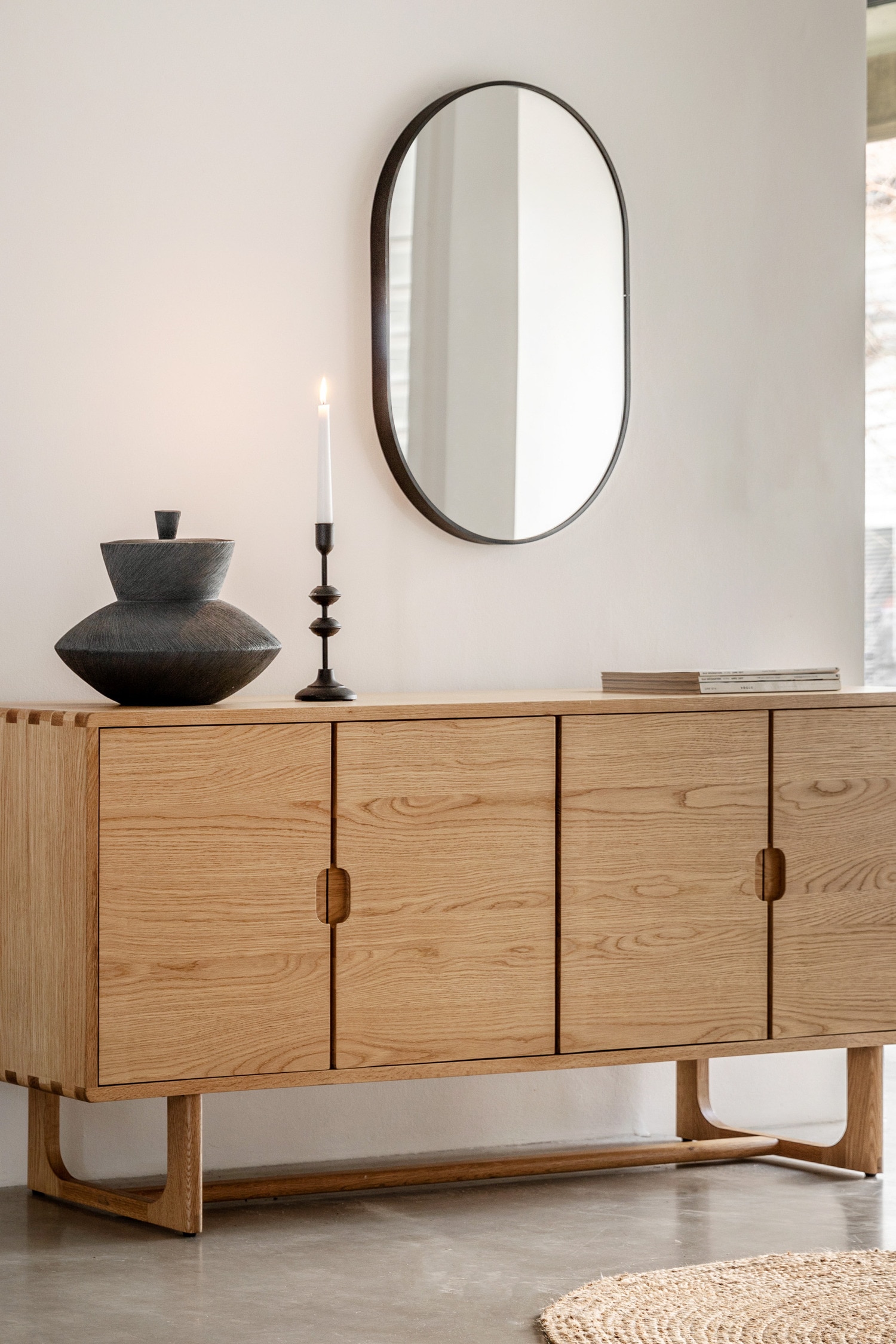 4 Door Wooden Sideboard - Natural