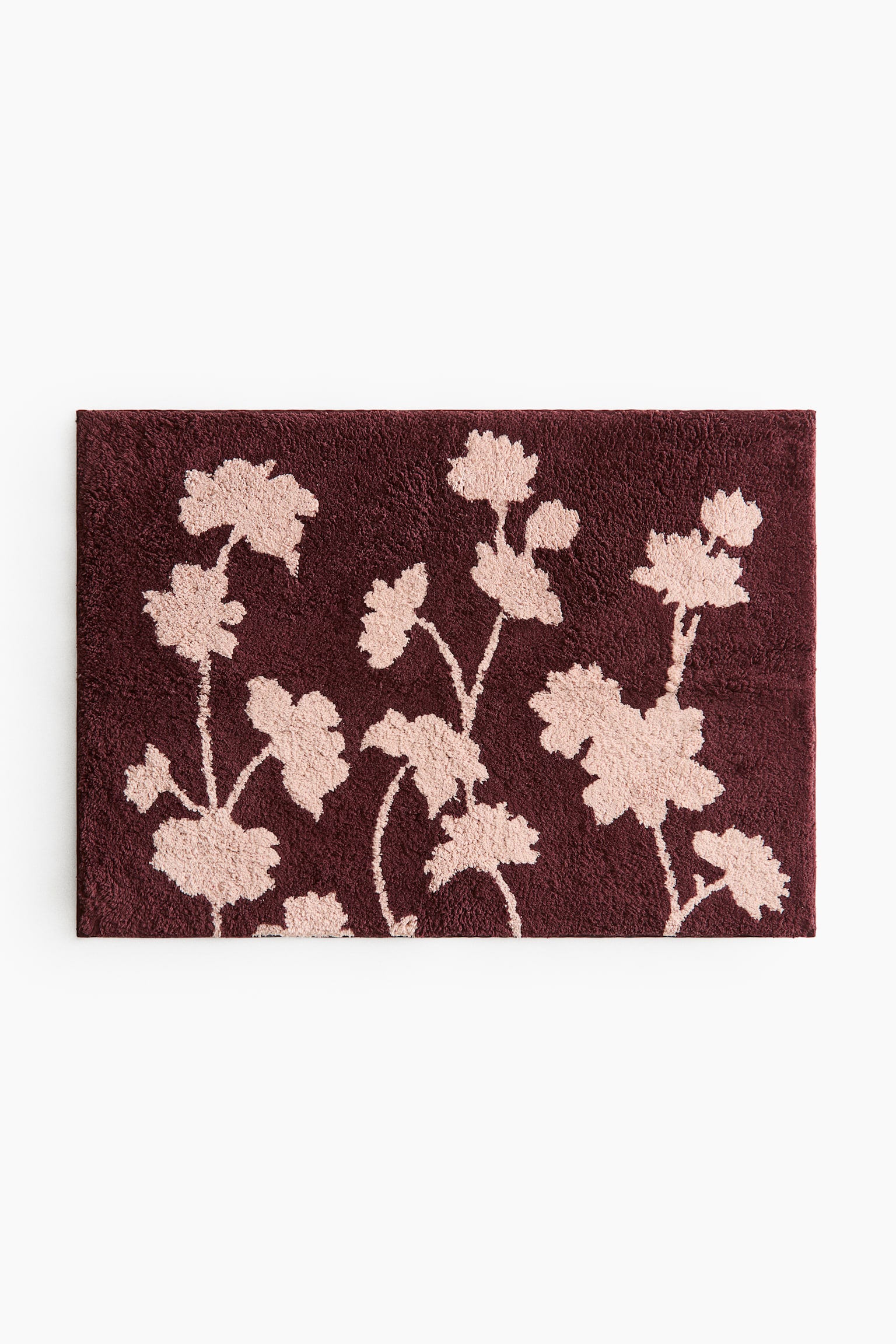 Tufted cotton bath mat - Burgundy/Light pink/Beige/Floral