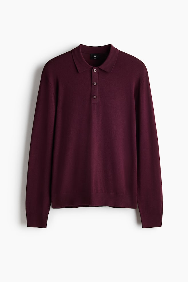 Regular Fit Knitted polo shirt - Burgundy/Black/Dark grey marl/Navy blue - 1