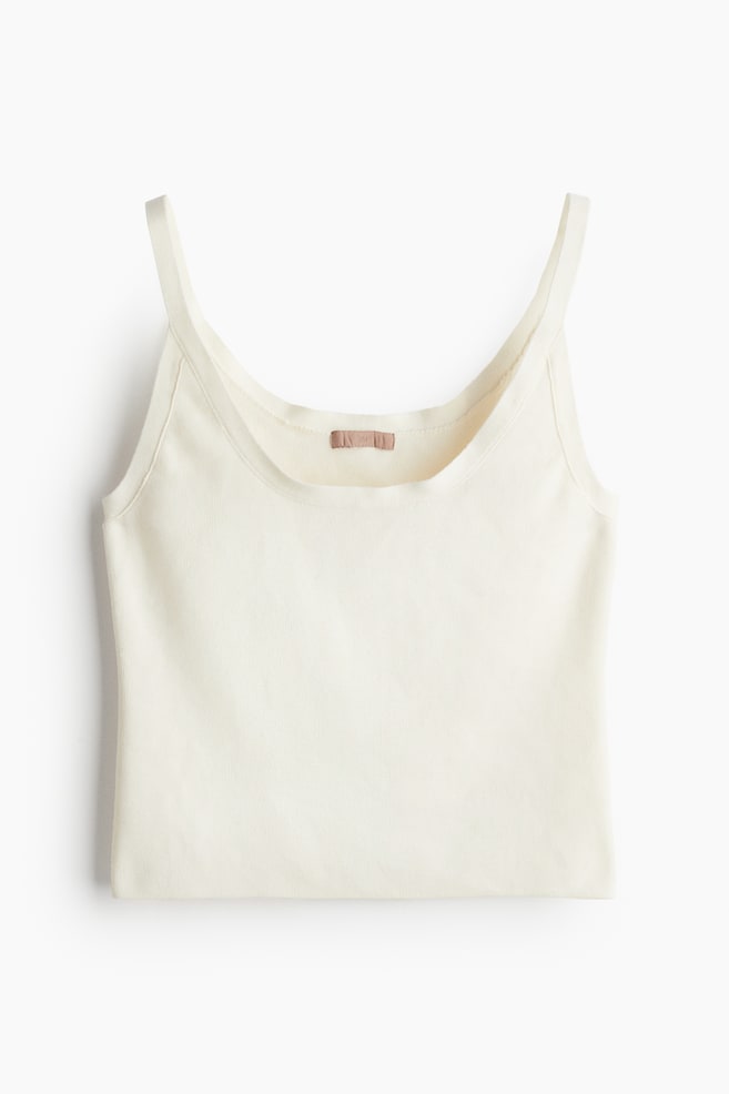 Fine-knit strappy top - Cream - 1