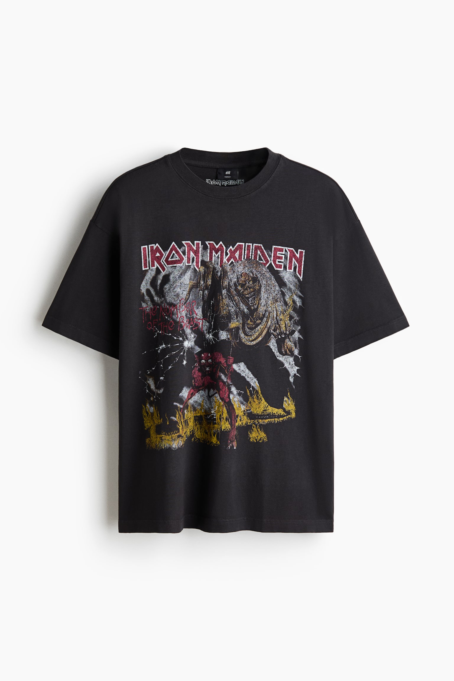 Oversized Fit T-shirt - Washed black/Iron Maiden/Dusty olive green/Nas/Black/Bob Marley/Black/NASCAR/Yellow/Matisse/White/Pink Floyd/White/Jaws/Black/Guns N' Roses/White/Nas