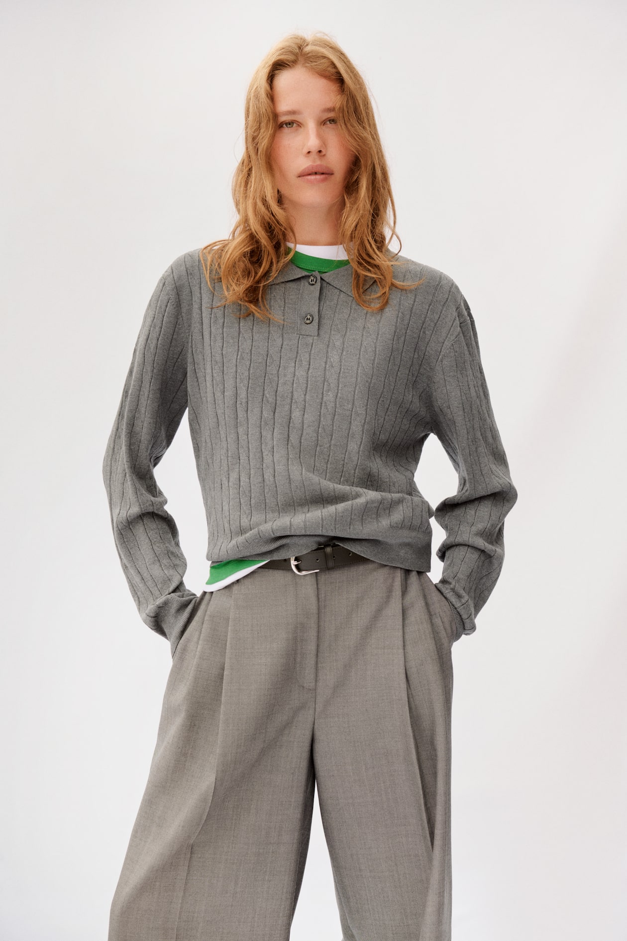 Cable-Knit Polo Shirt - image 2