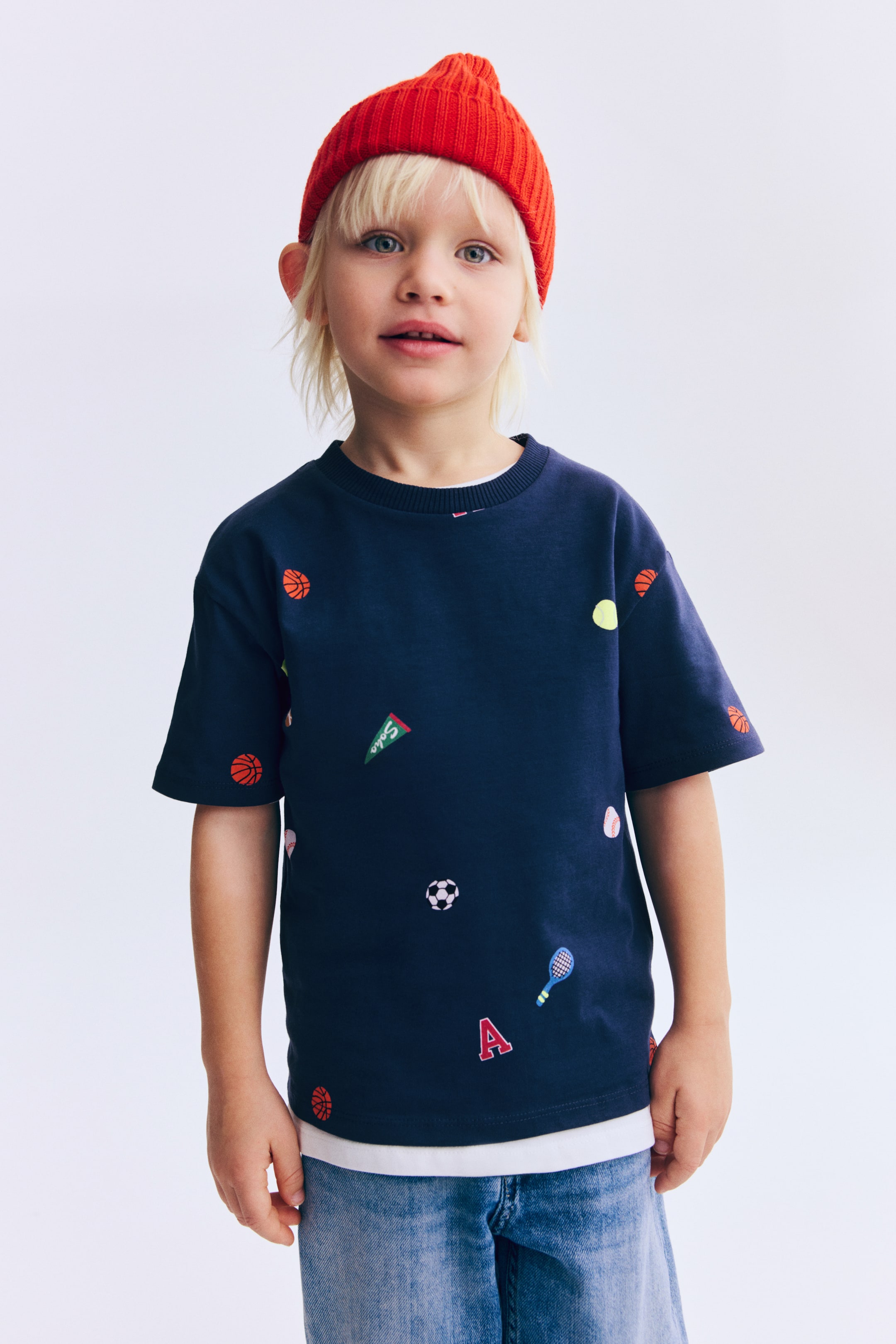 View larger image: Printed T-Shirt - Navy blue/sports - Kids | H&M US 1