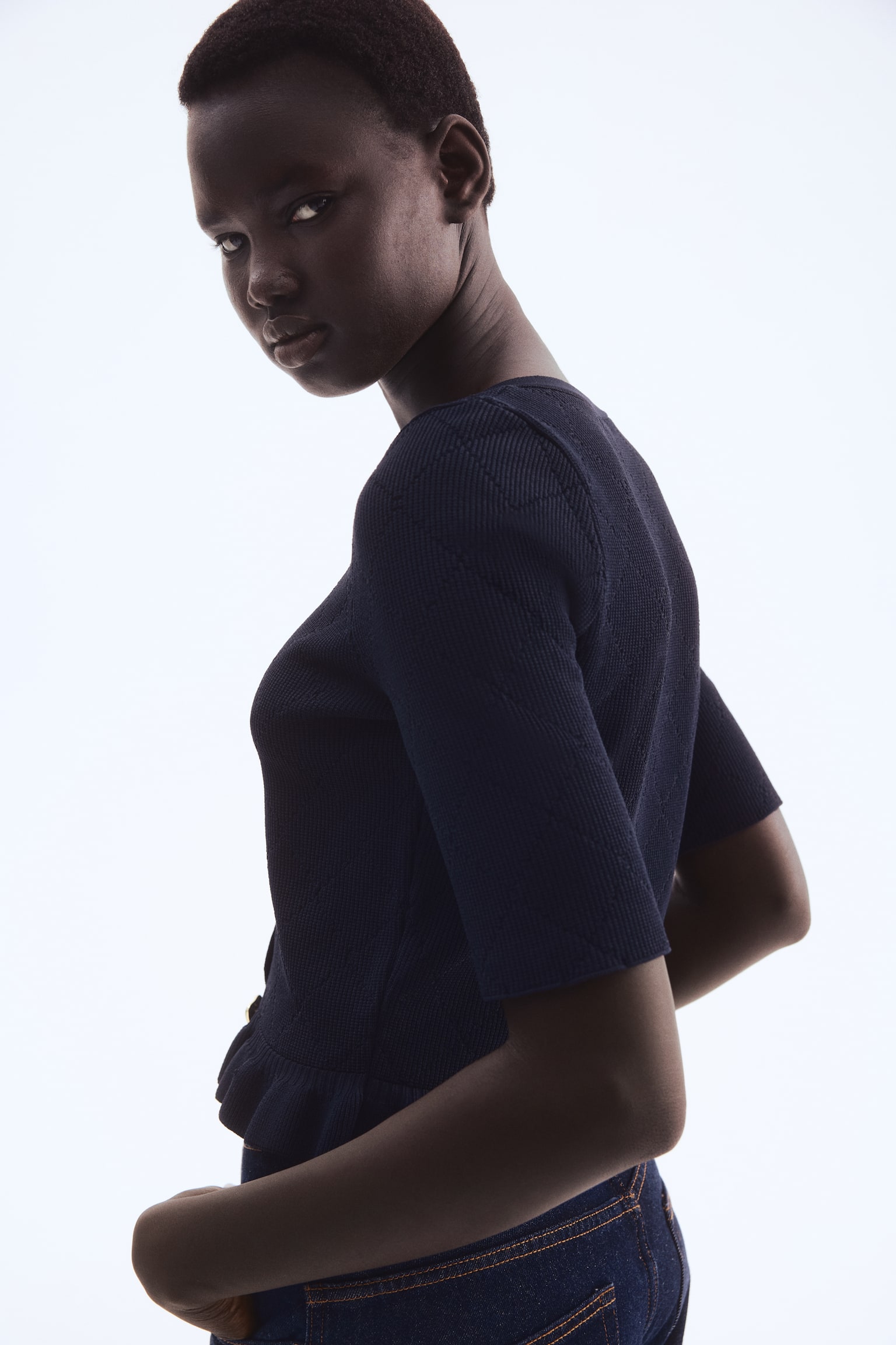 Önü Düğmeli Üst - Lacivert/Bordo/Krem - 5