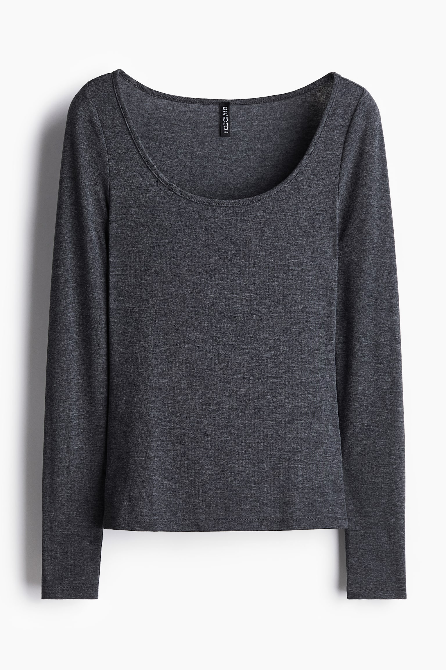 Scoop-neck top - Dark grey marl/Black/White/Light pink - 2