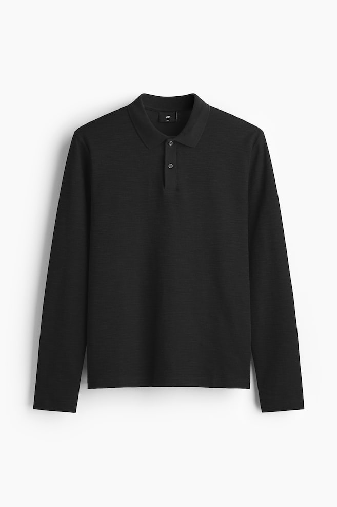 Poloshirt mit Langarm in Slim Fit - Dunkelgrau - 1