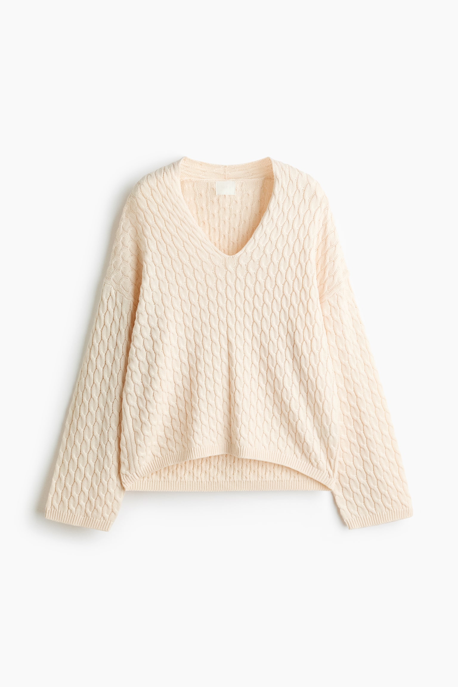 Oversized cable-knit jumper - Világosbézs