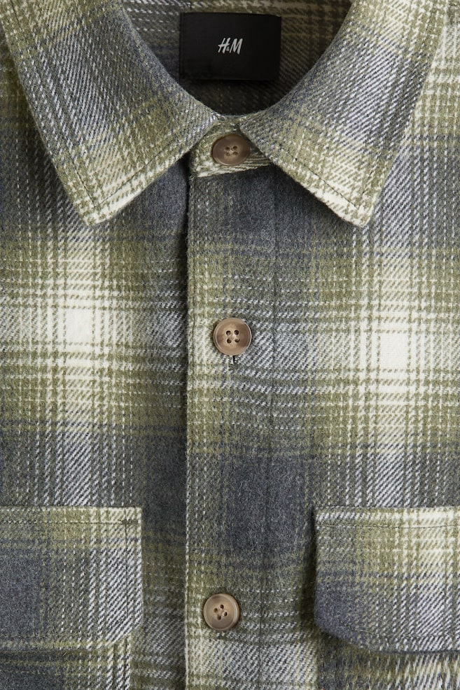 Regular-Fit Flannel Overshirt - Dark khaki green/plaid/Brown/plaid/Dark blue/plaid - 4