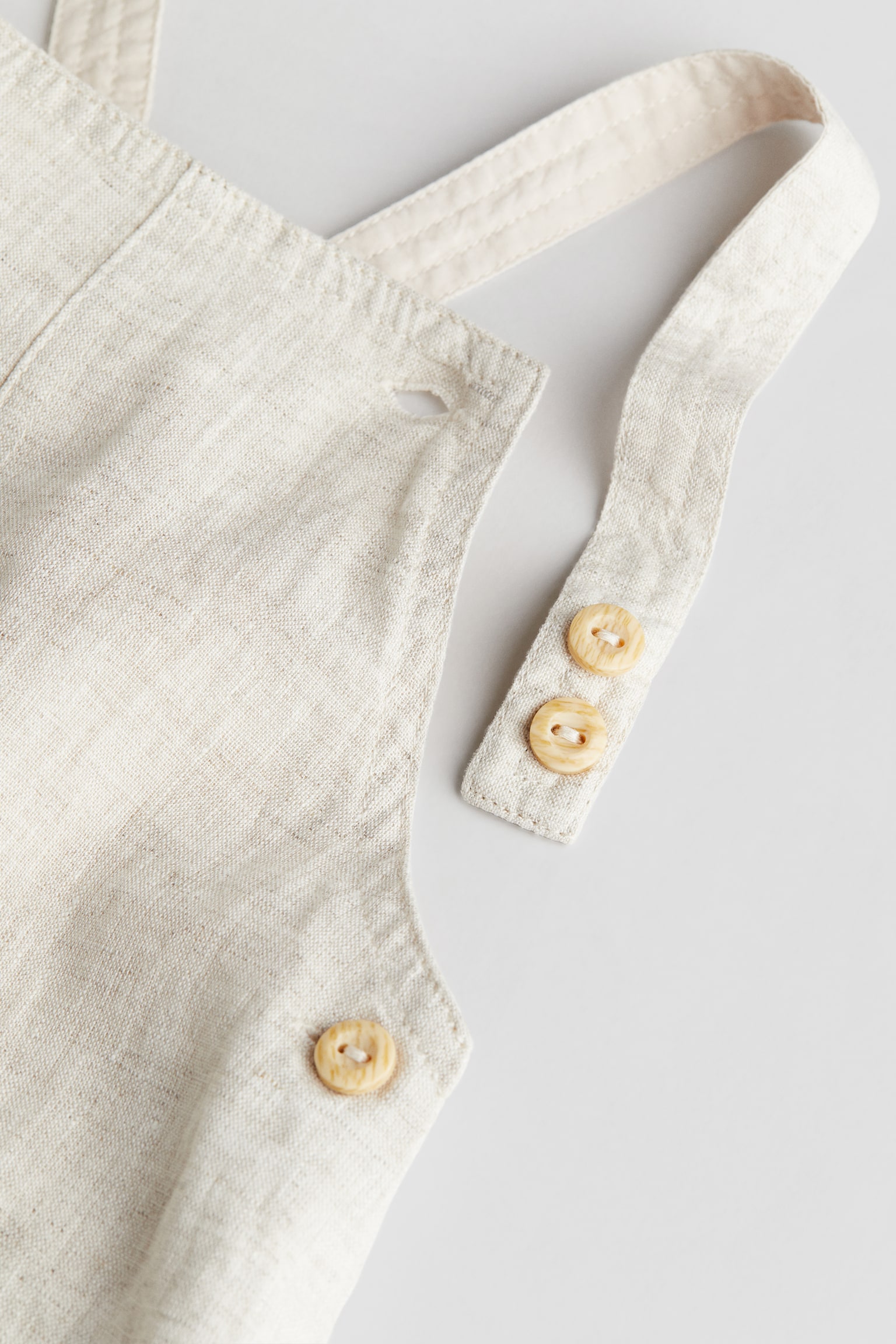 Linen Dungarees - Light beige - 2