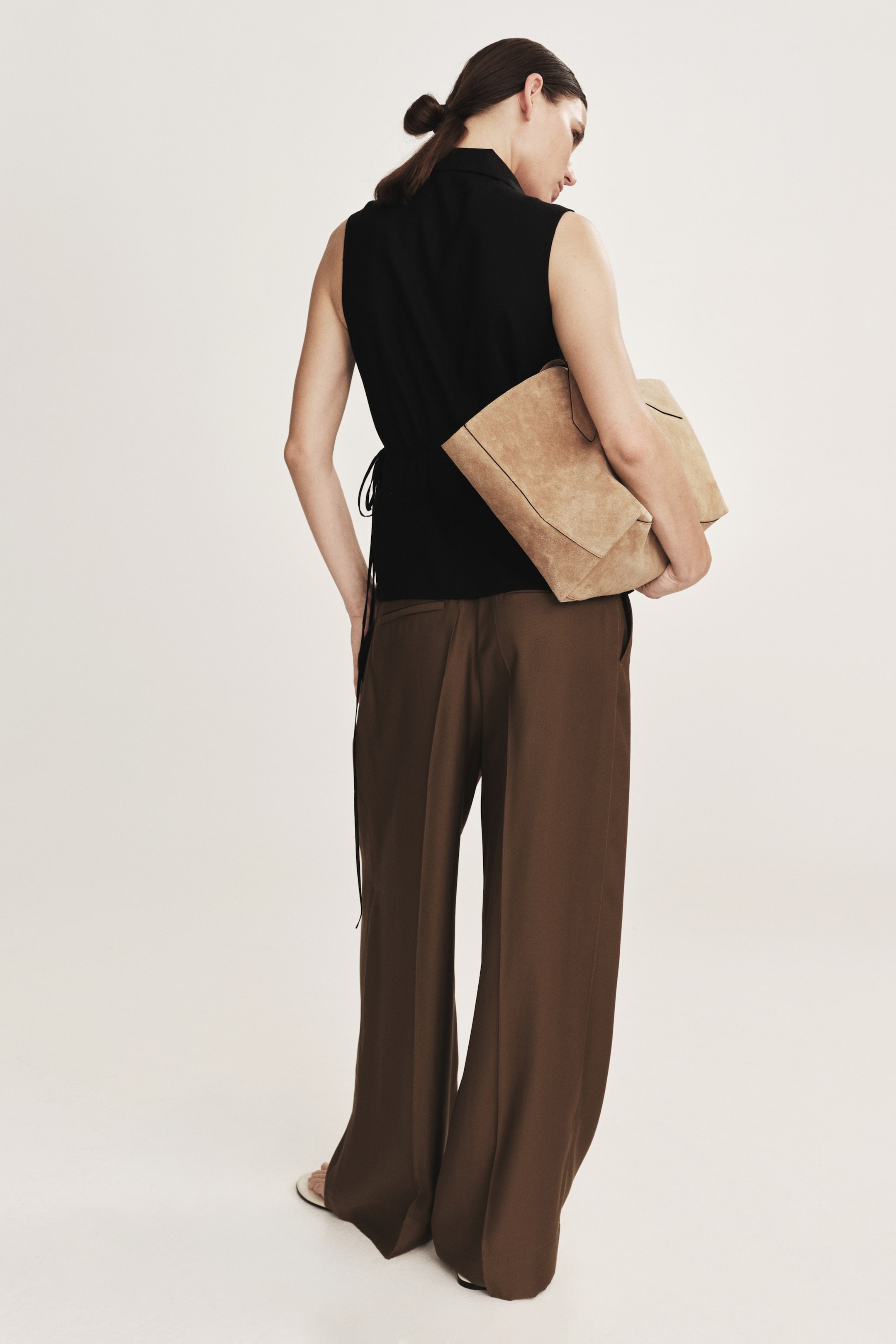 Linen-Blend Wrap Top