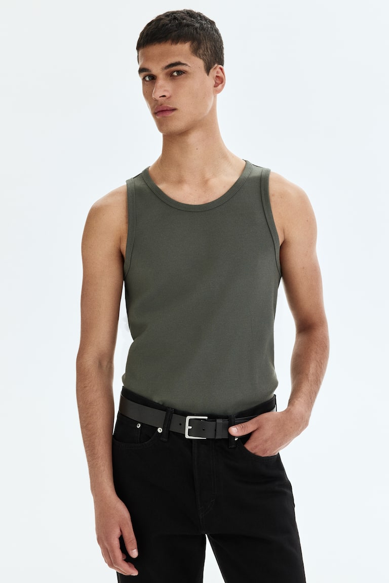 Rebrasta majica bez rukava Slim Fit