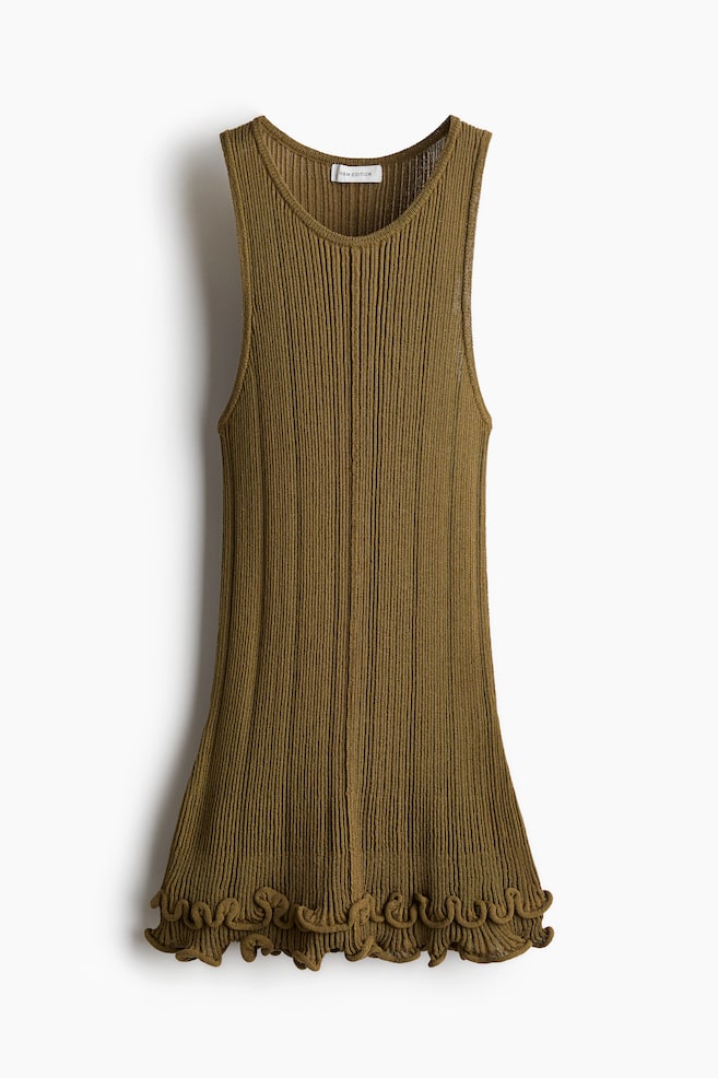 Rib-knit vest top - Khaki green - 1