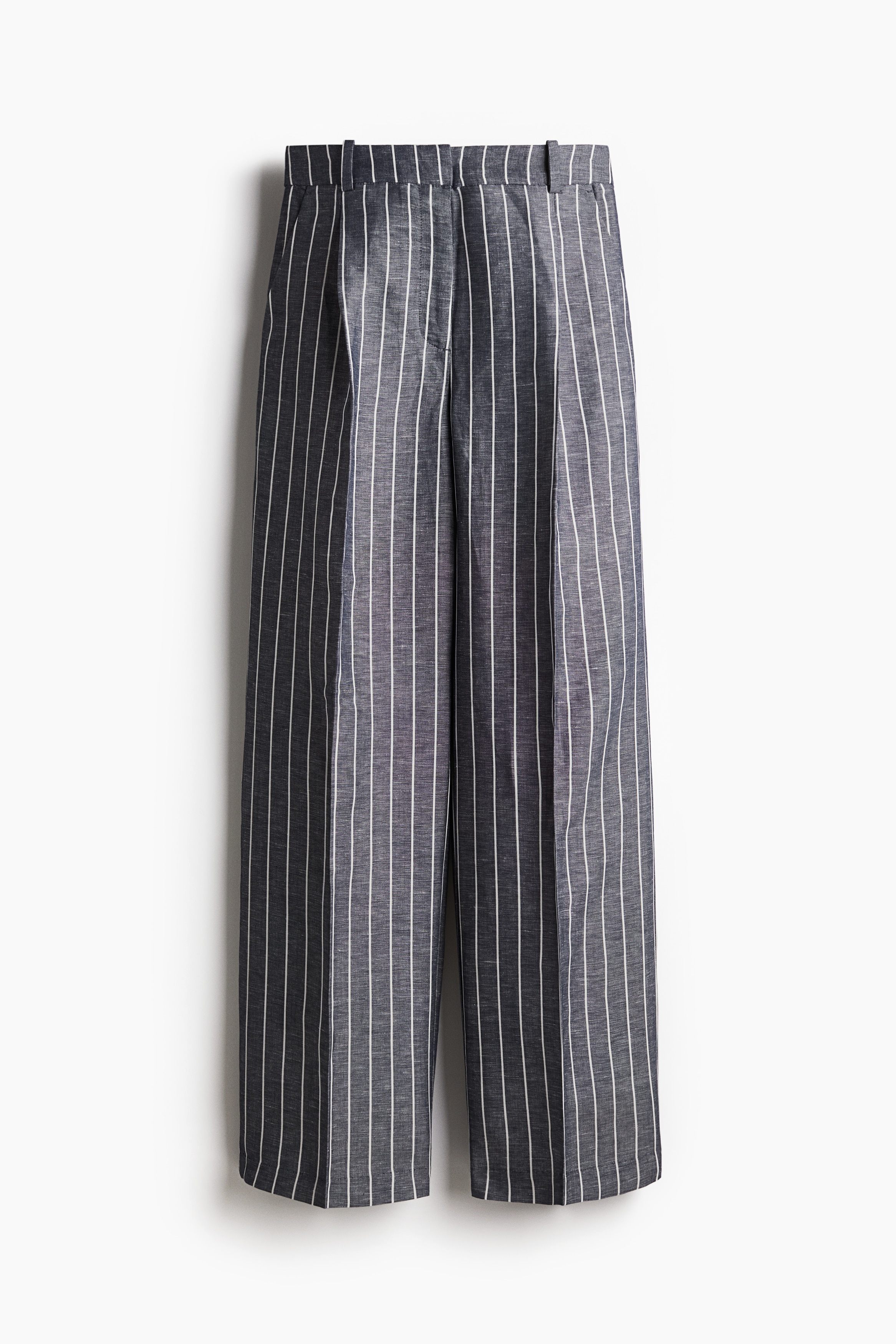 Pantaloni ampi in misto lino - Blu navy/righe/Beige mélange/Grigio chiaro