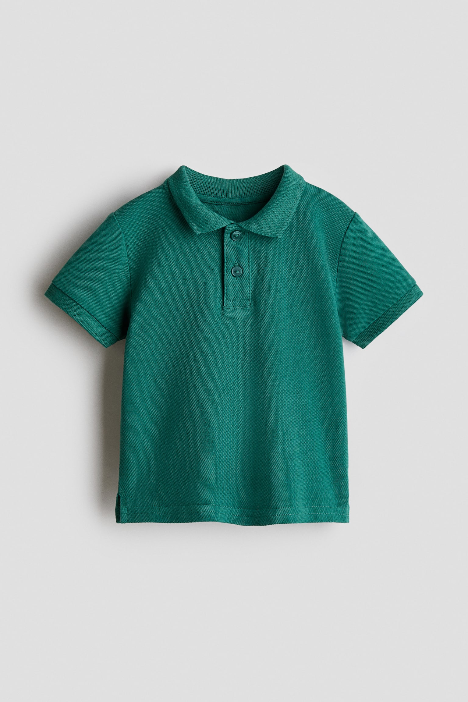 Детское поло H&M Cotton Piqué Polo Shirt, цвет: Тёмный зелёный — фото 1