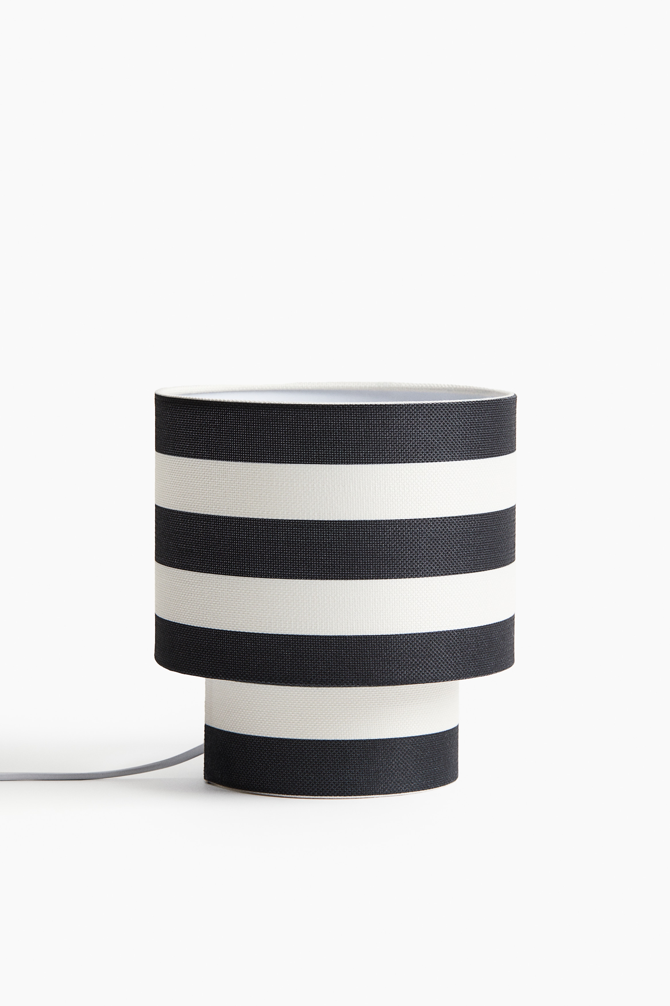Small fabric-covered table lamp - Black/striped/Light beige/zebra print