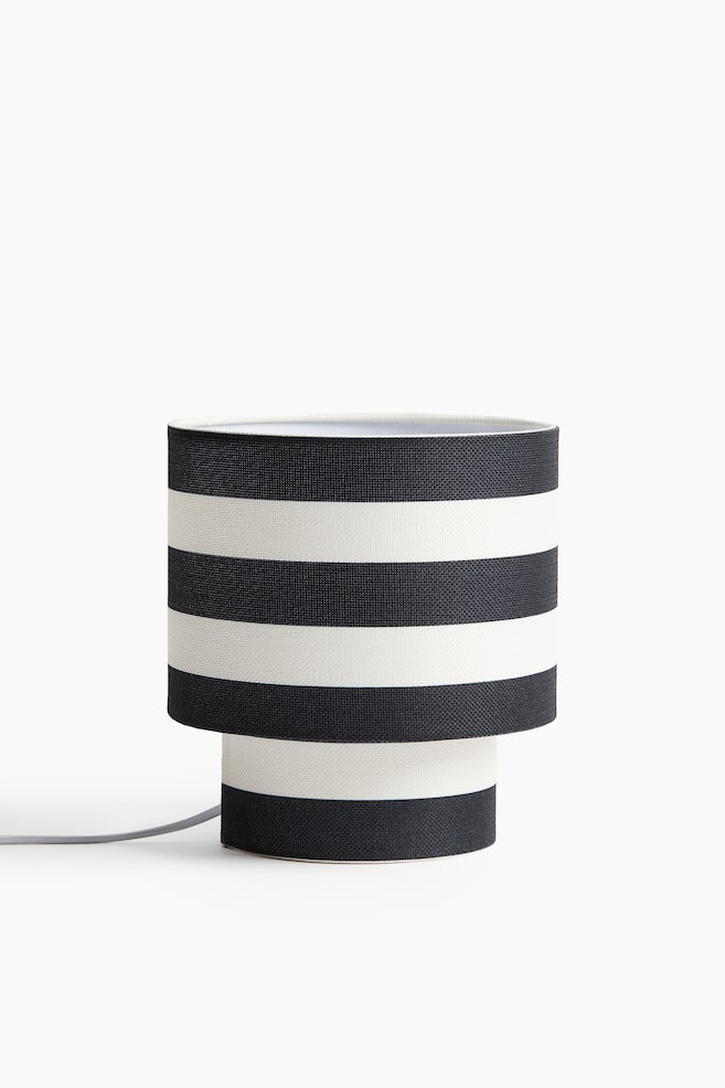 Small fabric-covered table lamp - Black/striped/Light beige/zebra print - 1