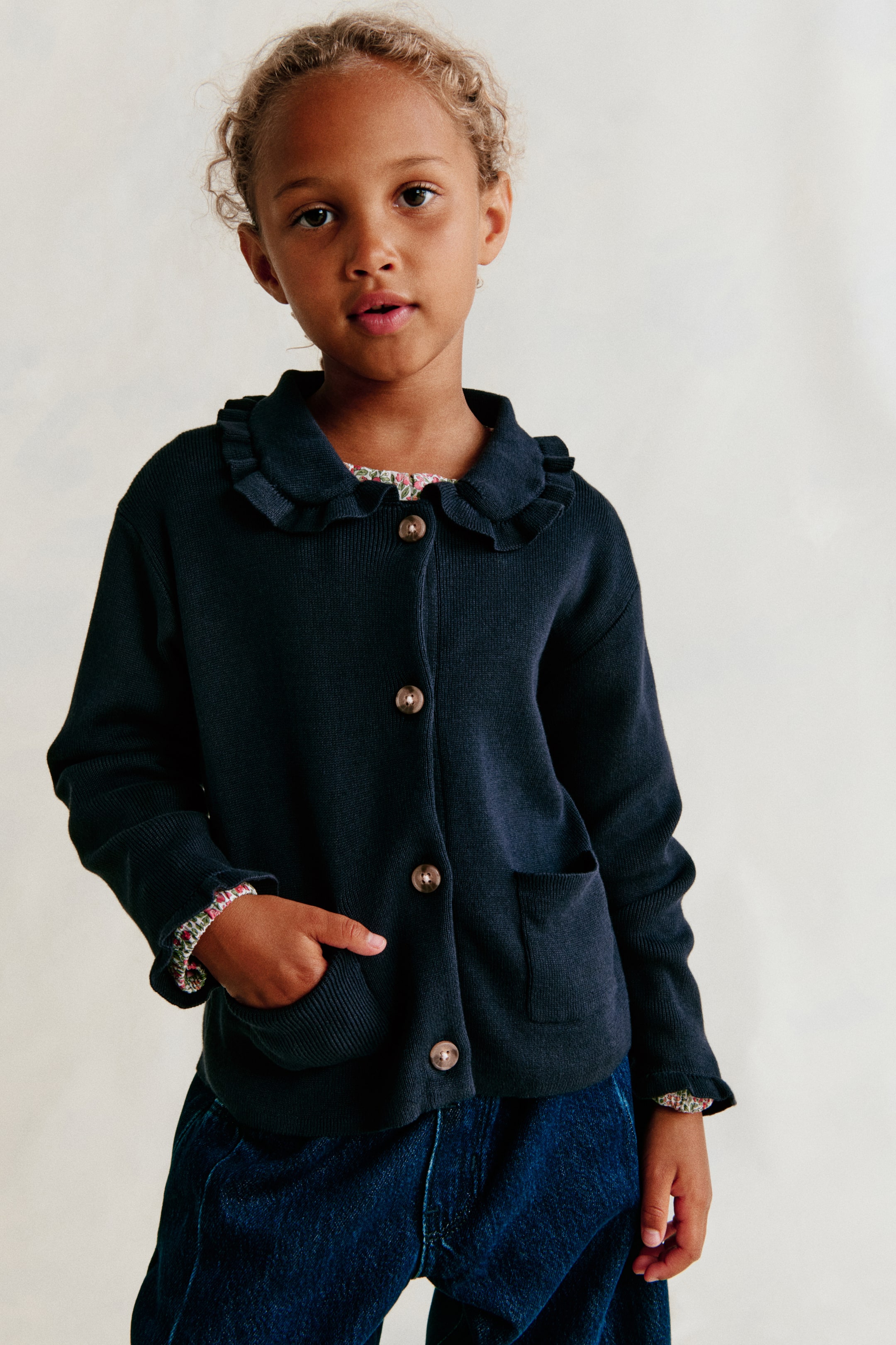 Cotton Cardigan with Collar