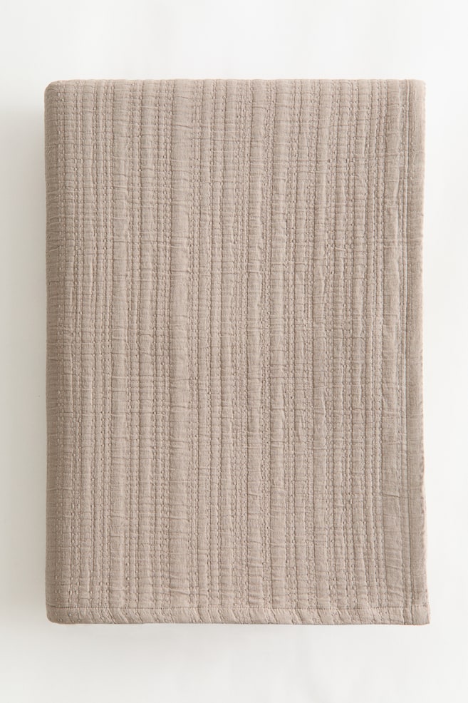 Cotton muslin bedspread - Dusty mole/Light beige/Dusty blue/Dark brown/Mole - 1