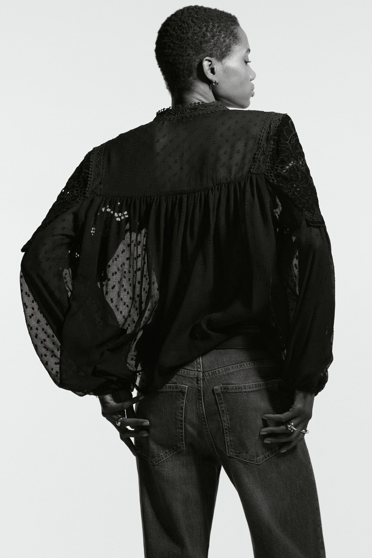 Sheer Lace-Detail Blouse - image 5