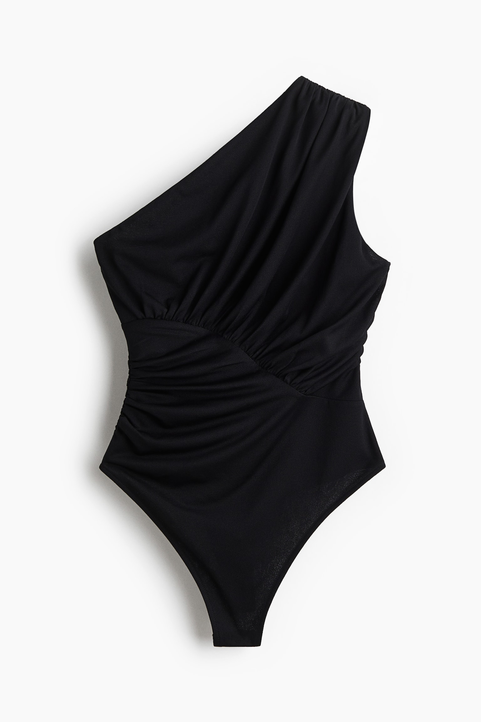 Боди Draped One-Shoulder, стринги — H&M, цвет: Чёрный — фото 1