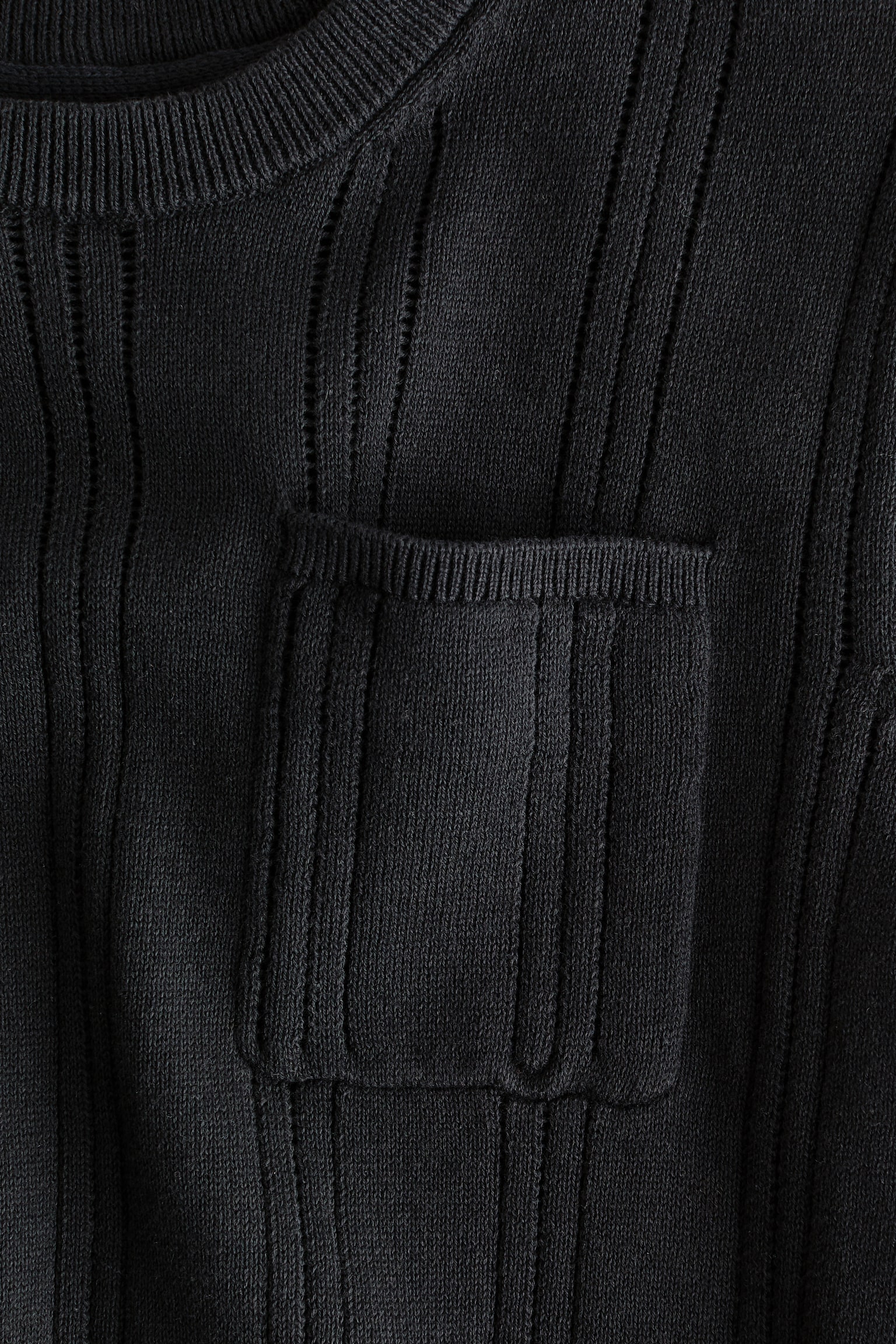 Tricou din tricot texturat de bumbac - Negru/Alb/Verde-deschis/Albastru-închis/Verde-kaki - 2