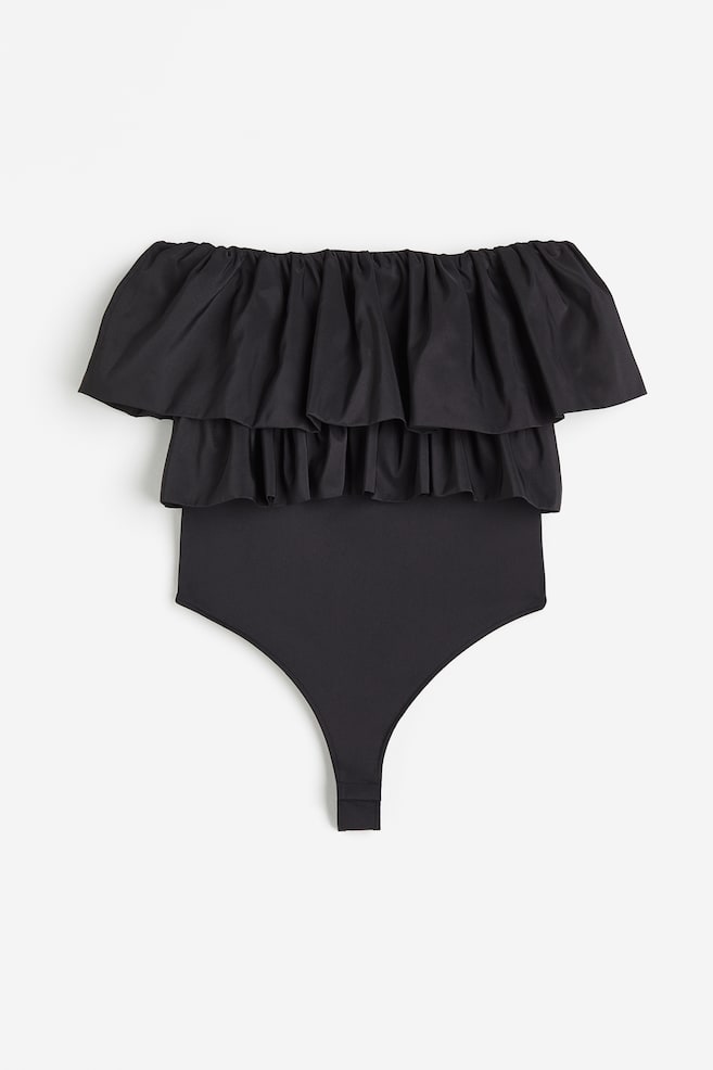 Bandeau-Tangabody mit Volants - Schwarz - 1