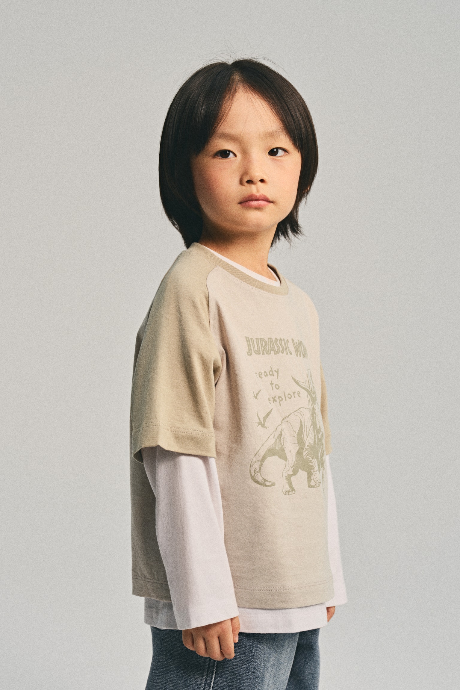 Print-motif cotton T-shirt - Beige/Jurassic World/White/Jurassic World/White/Jurassic World - 4