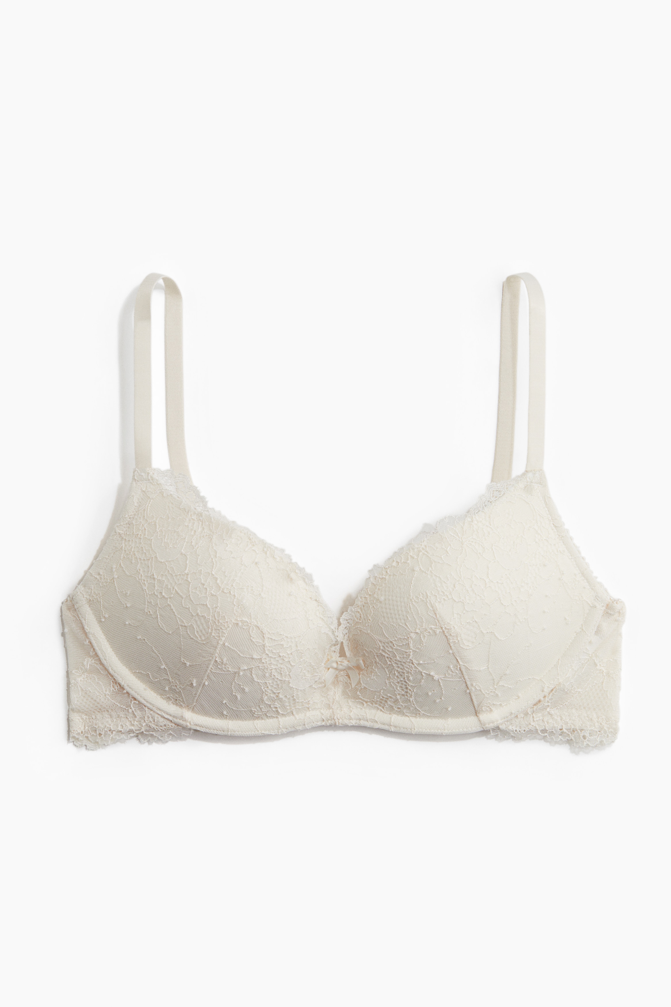 Wireless Lace Push Up Bra - Cream
