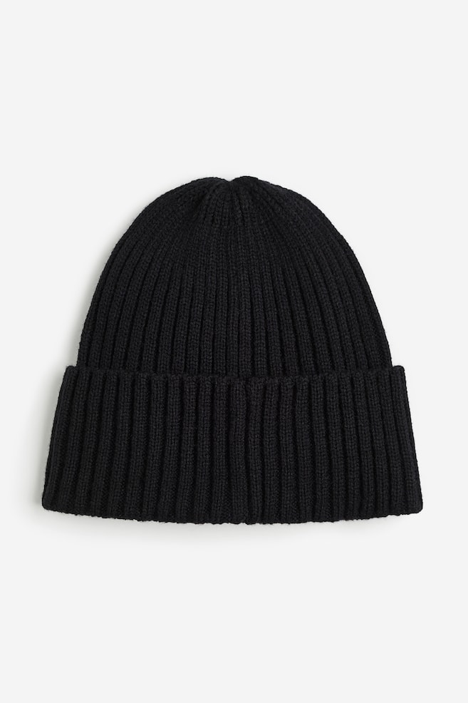 Rib-knit hat - Black/Light grey/Natural white/Bright green - 1