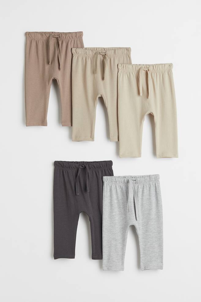 5-pack cotton jersey joggers - Light beige/Mole/Dark blue/Light beige/Grey/Turquoise