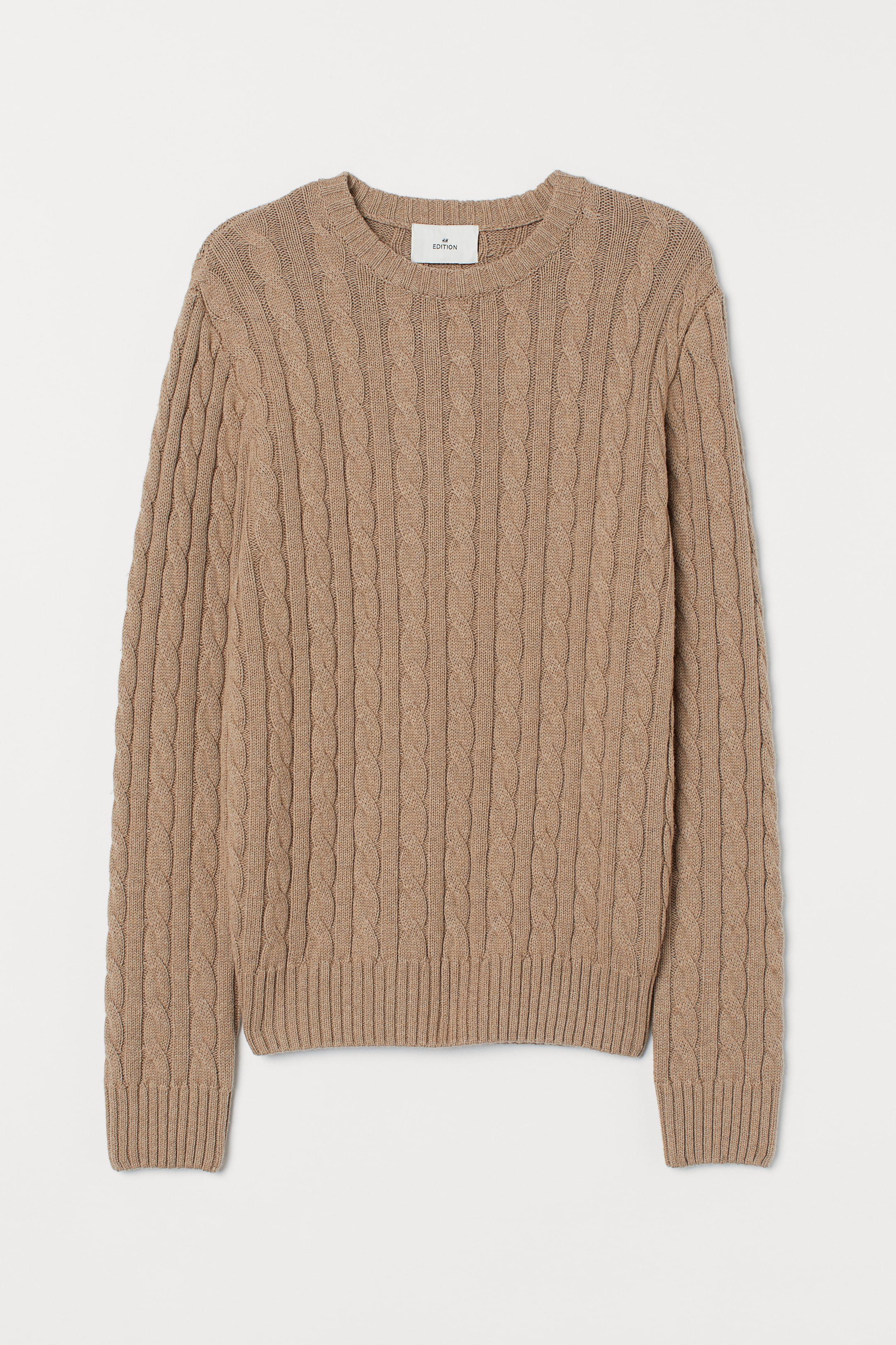 查看大圖: 羊毛混紡絞花針織套衫 - 米色 - Men | H&M 1