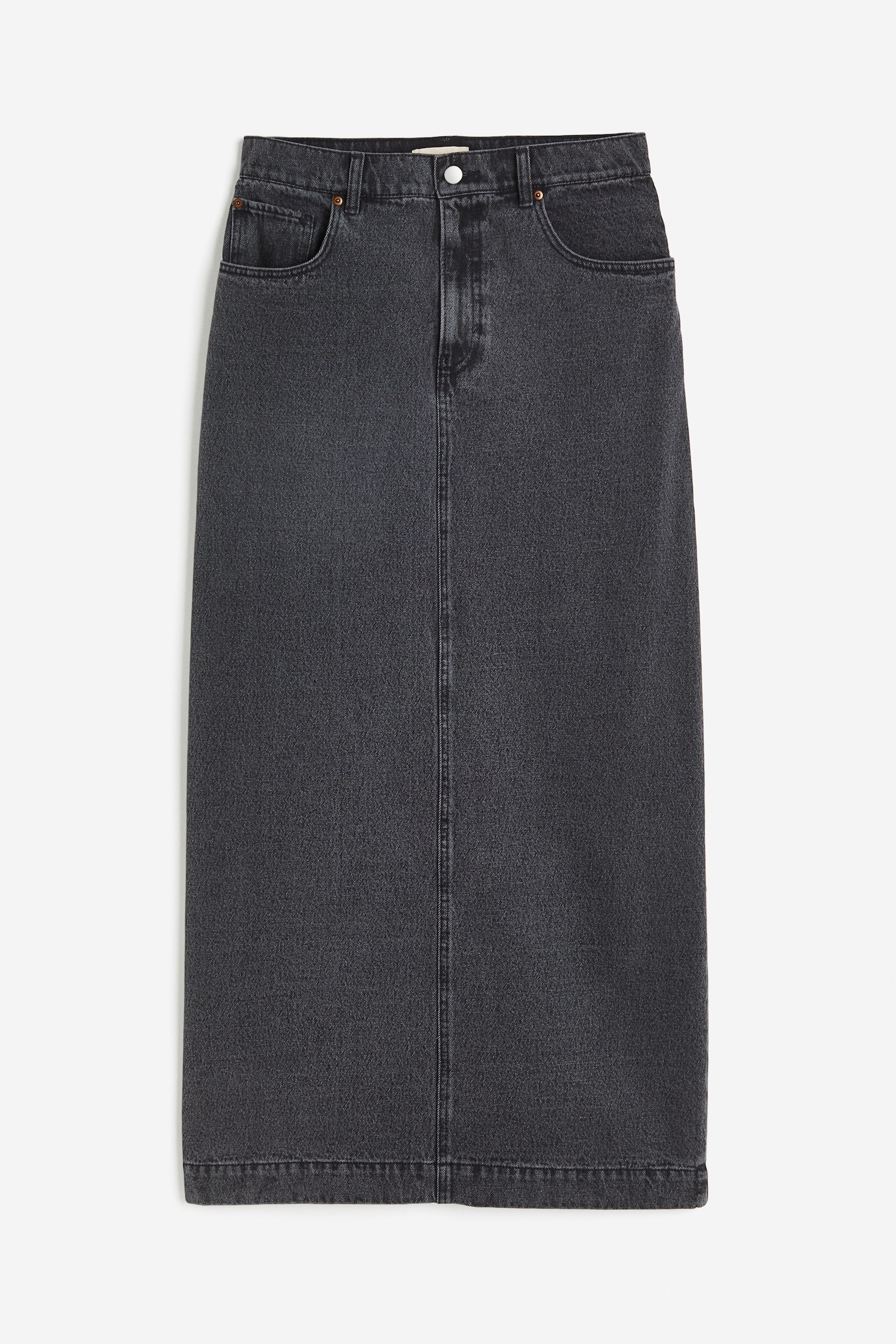 Long Denim Skirt - Dark grey - 1