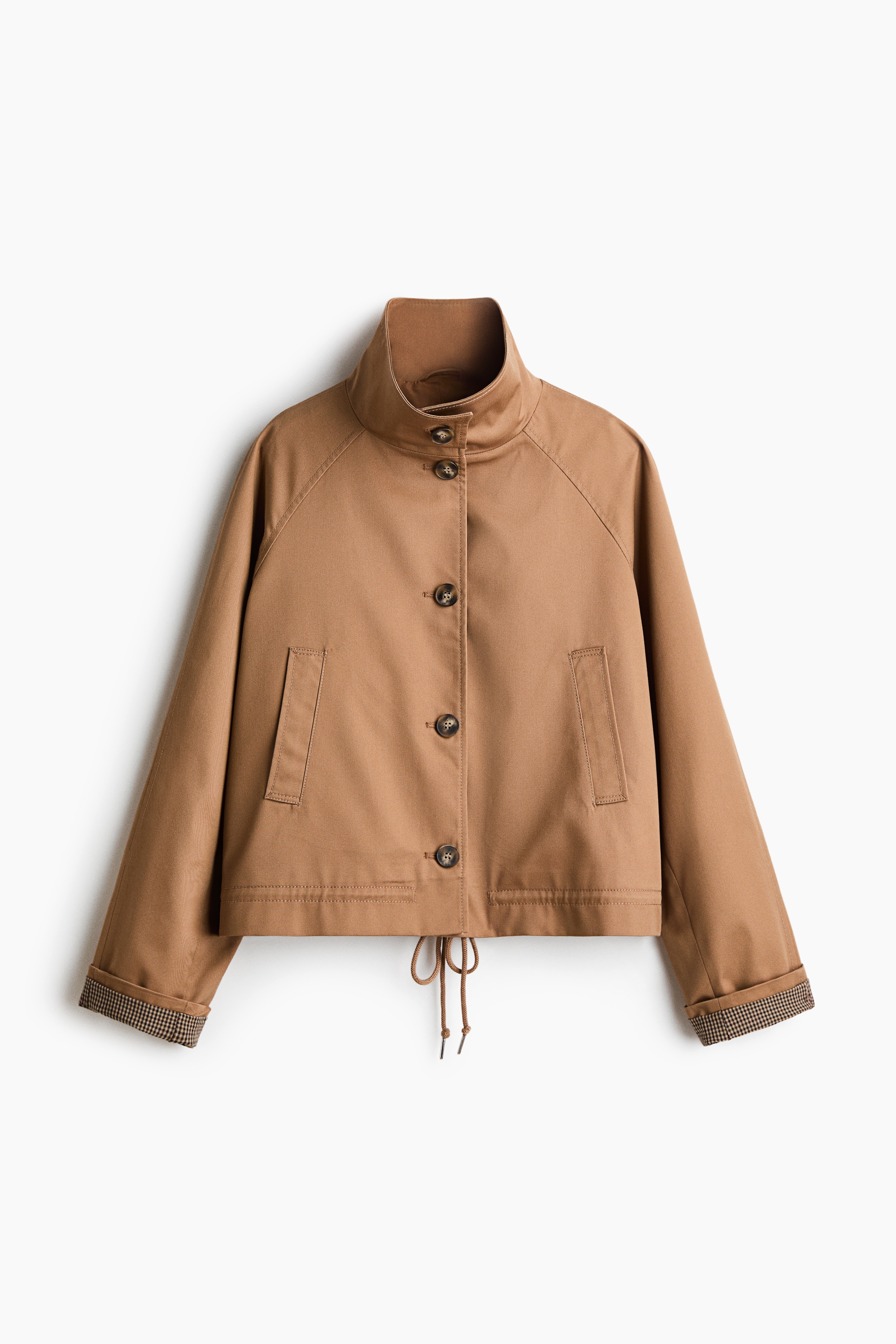 Veste en sergé à col cheminée - Beige foncé/Vert kaki/Brun foncé