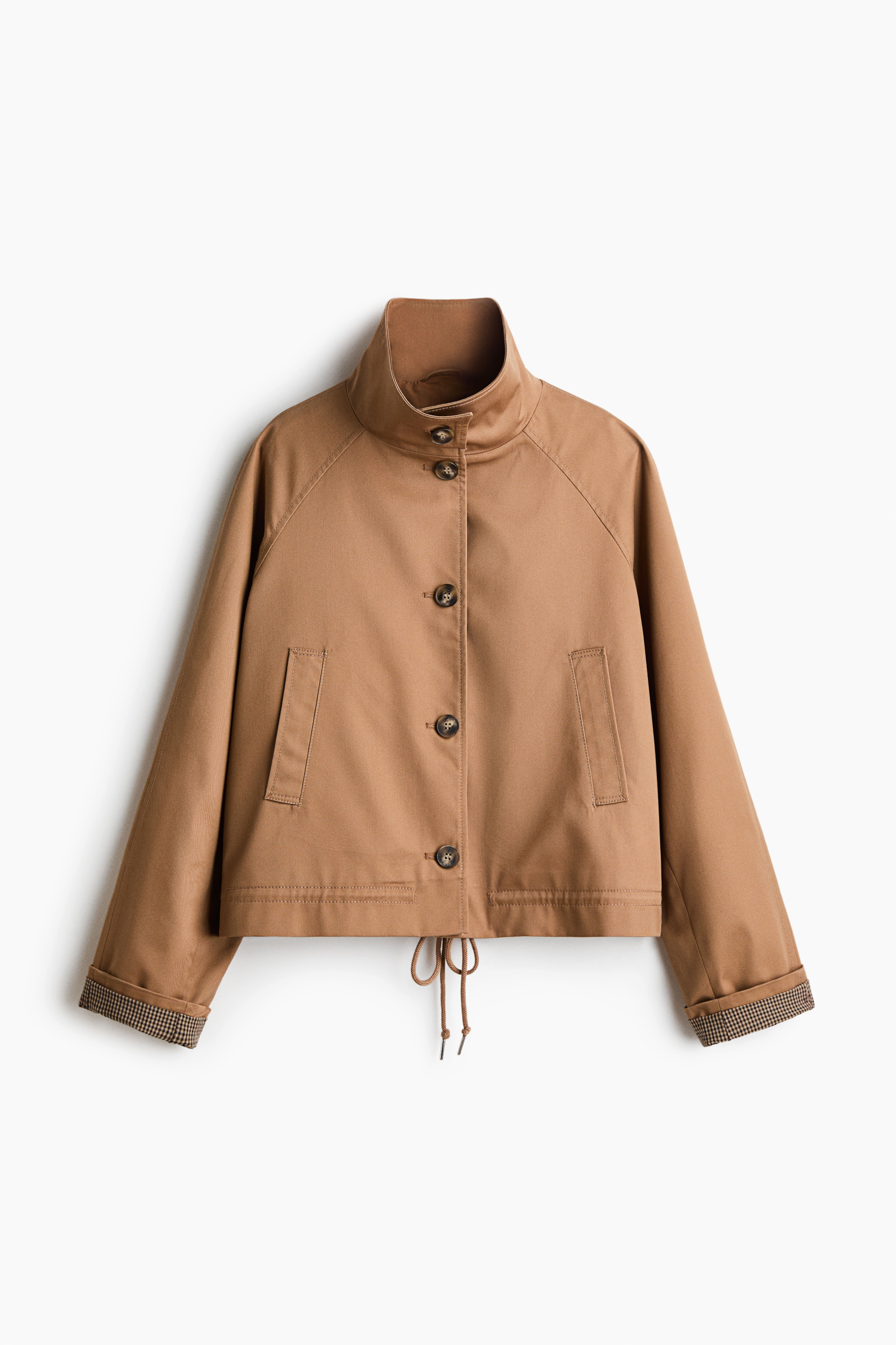 Funnel-Collar Twill Jacket