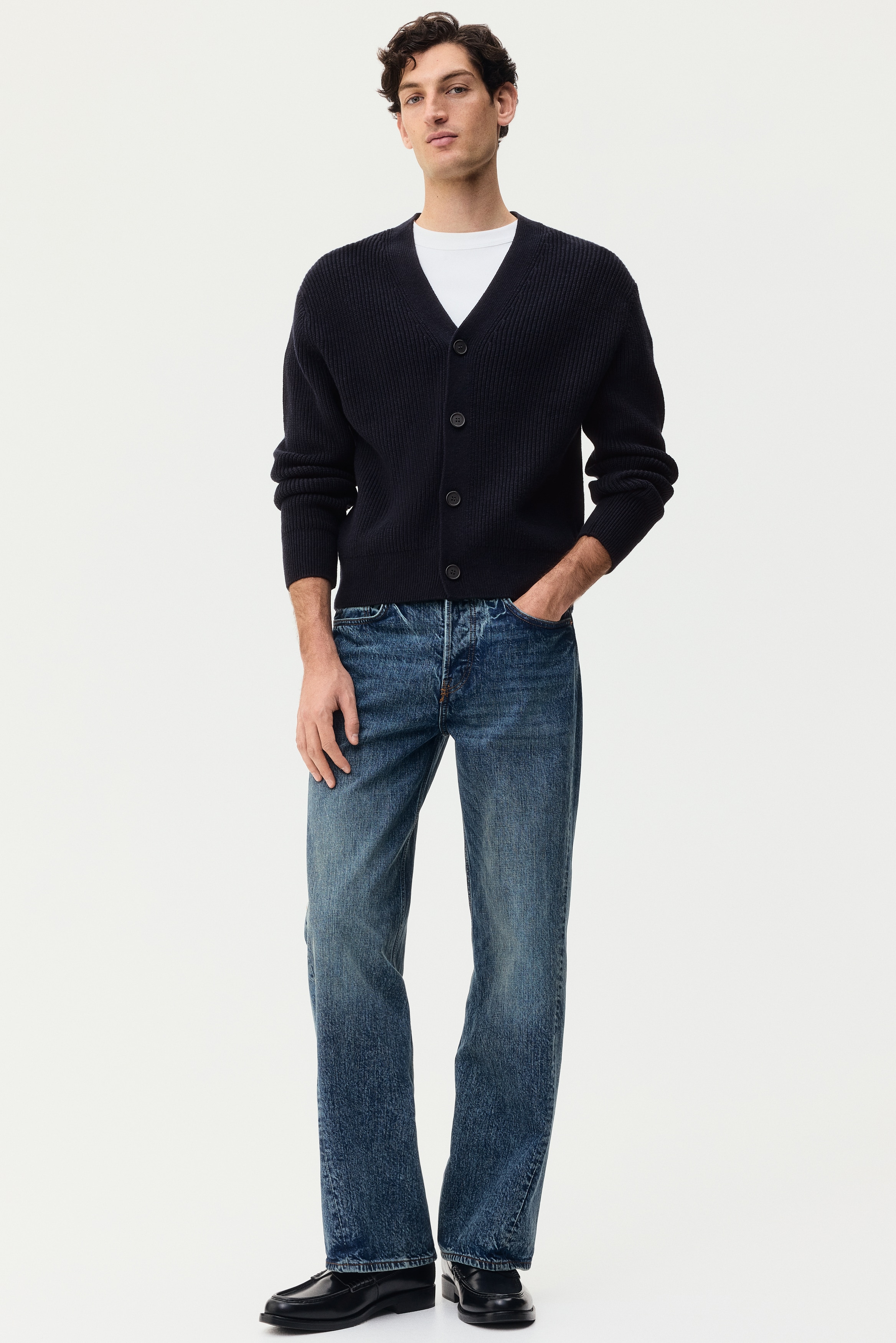 Relaxed Fit Rib-knit cardigan