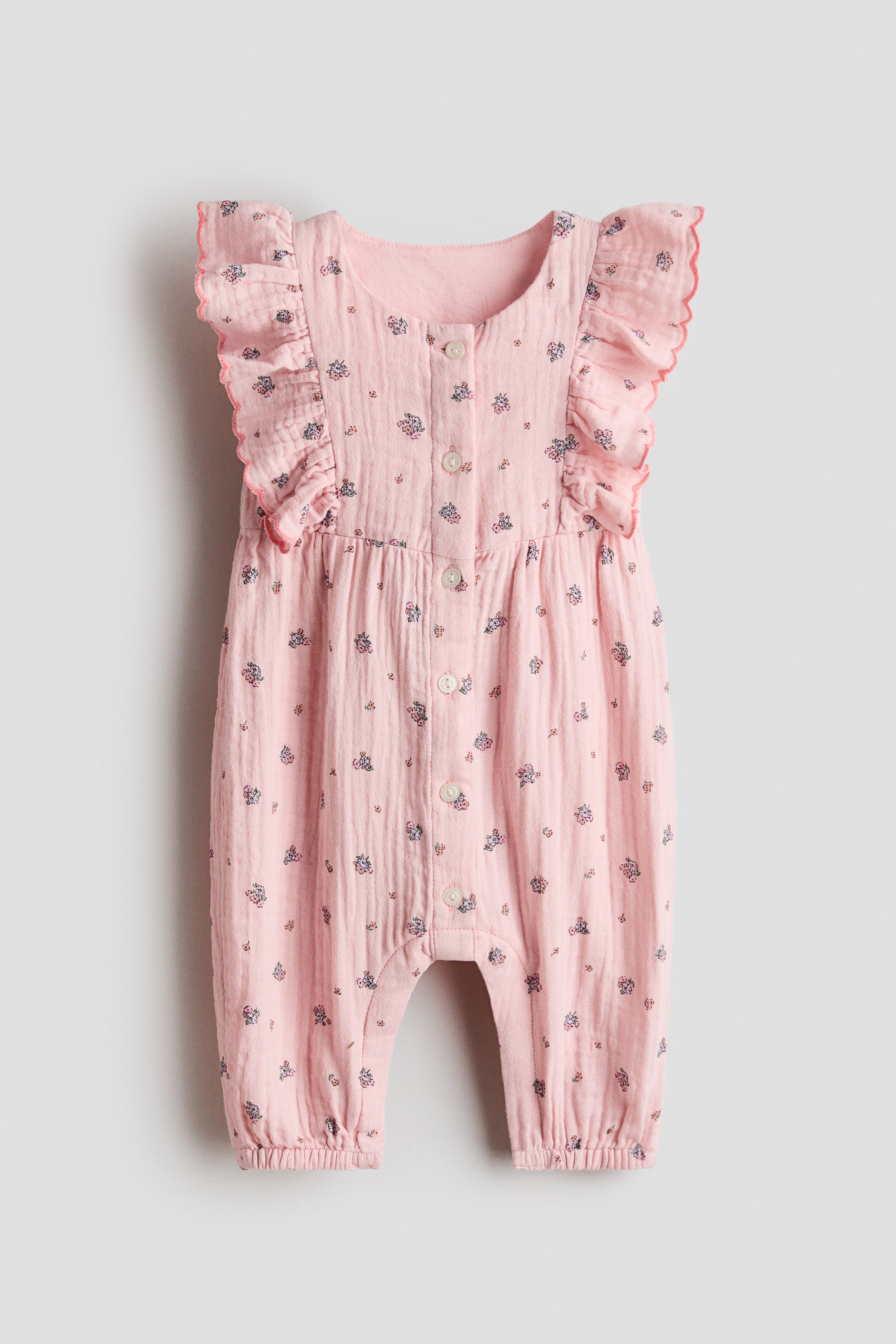 拡大画像を表示: フリル モスリンロンパース - Light pink/Floral - Kids | H&M JP 1