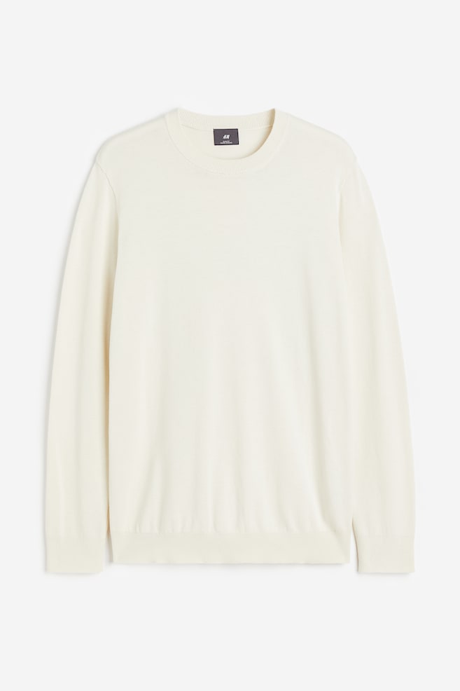 Slim Fit Fine-knit cotton jumper - Cream/Black/Dark beige marl/Light beige/dc/dc - 2