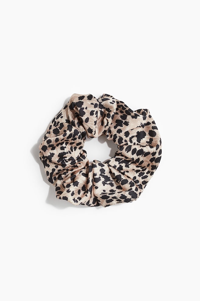 Large Scrunchie - Light beige/leopard print - 1