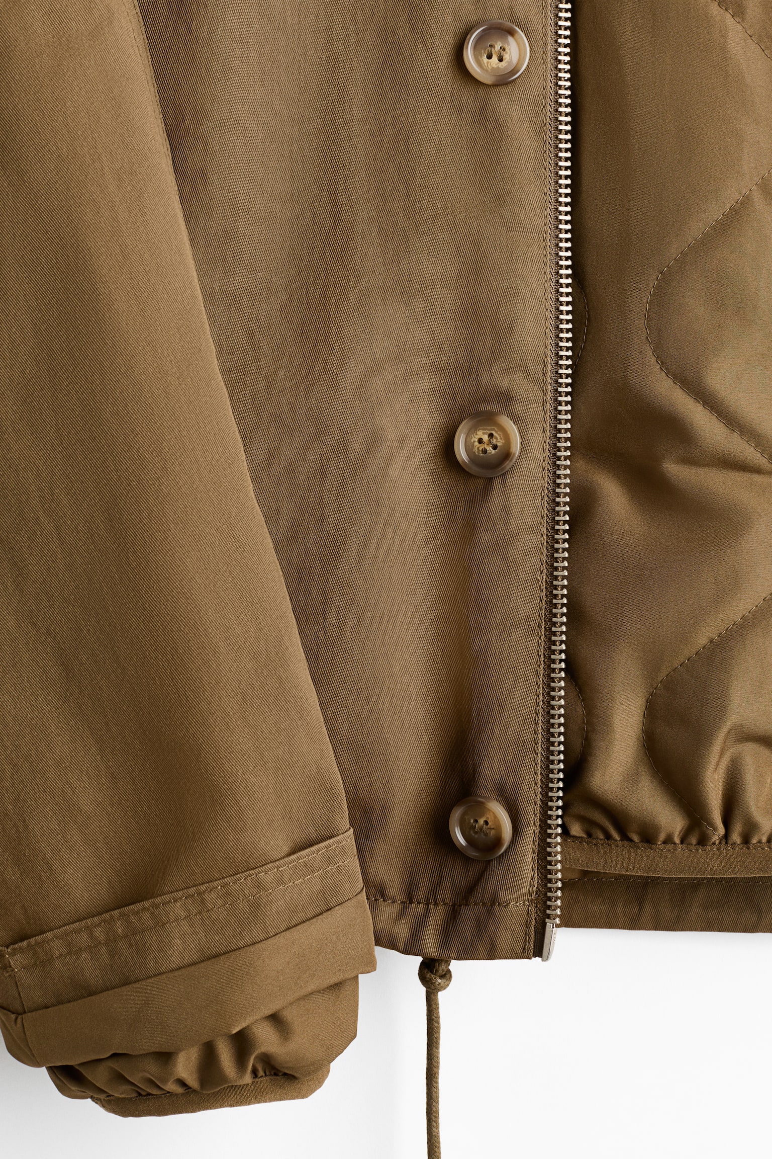 Watowana kurtka z diagonalu - Ciemnobeżowy/Ciemnoszary - 7