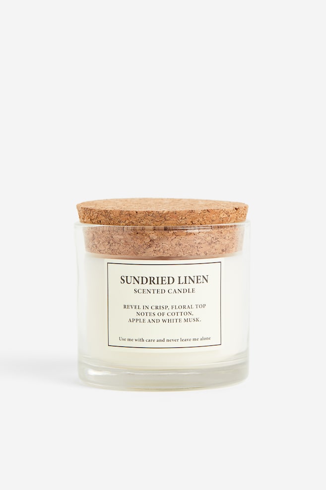Cork-lid scented candle - White/Sundried Linen/Beige/Sublime Patchouli - 1