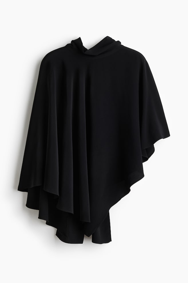 Blouse cape asymétrique - Noir - 1