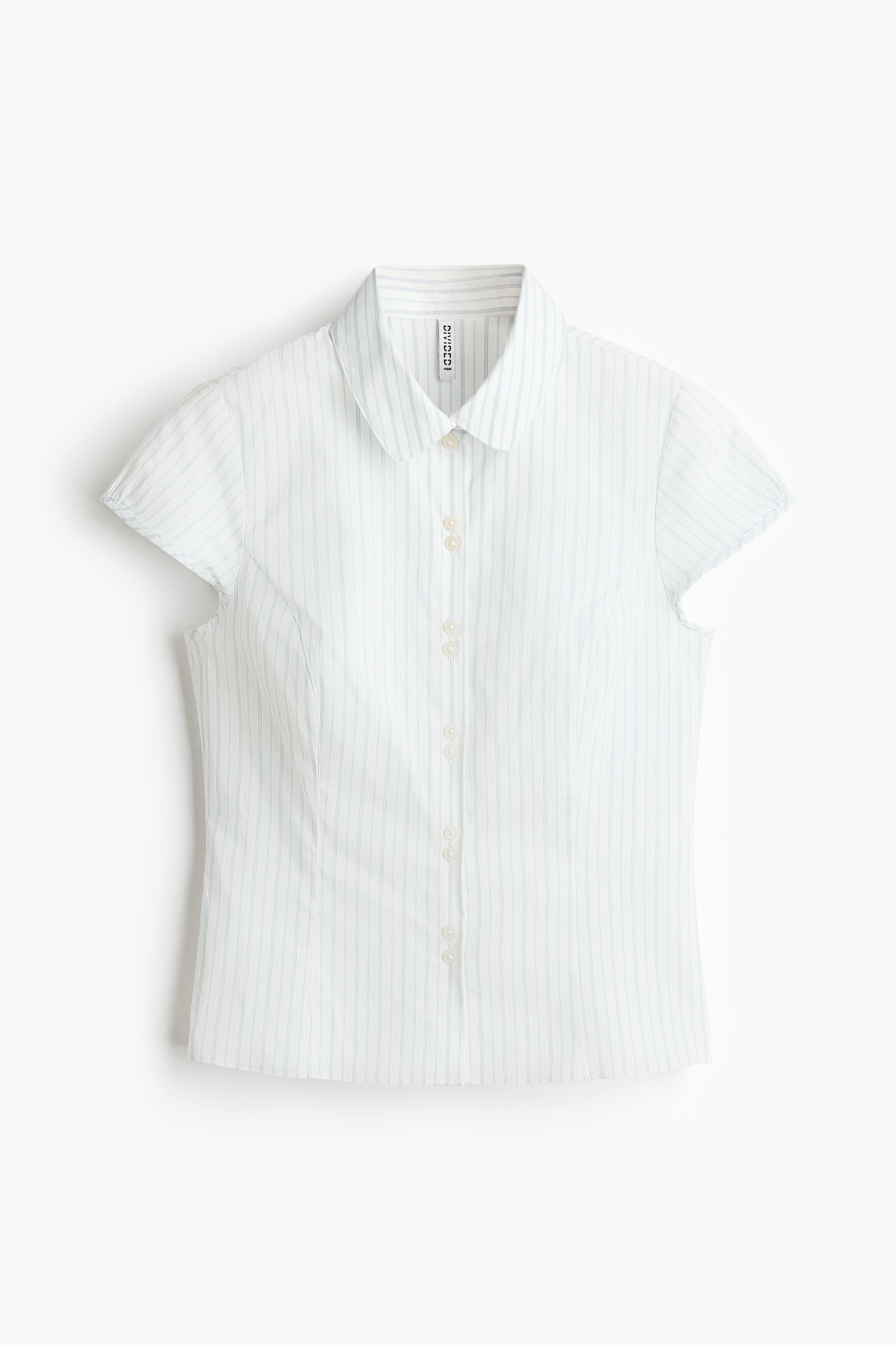 Short-Sleeved Shirt - White/striped/Dark brown/Cream/checked