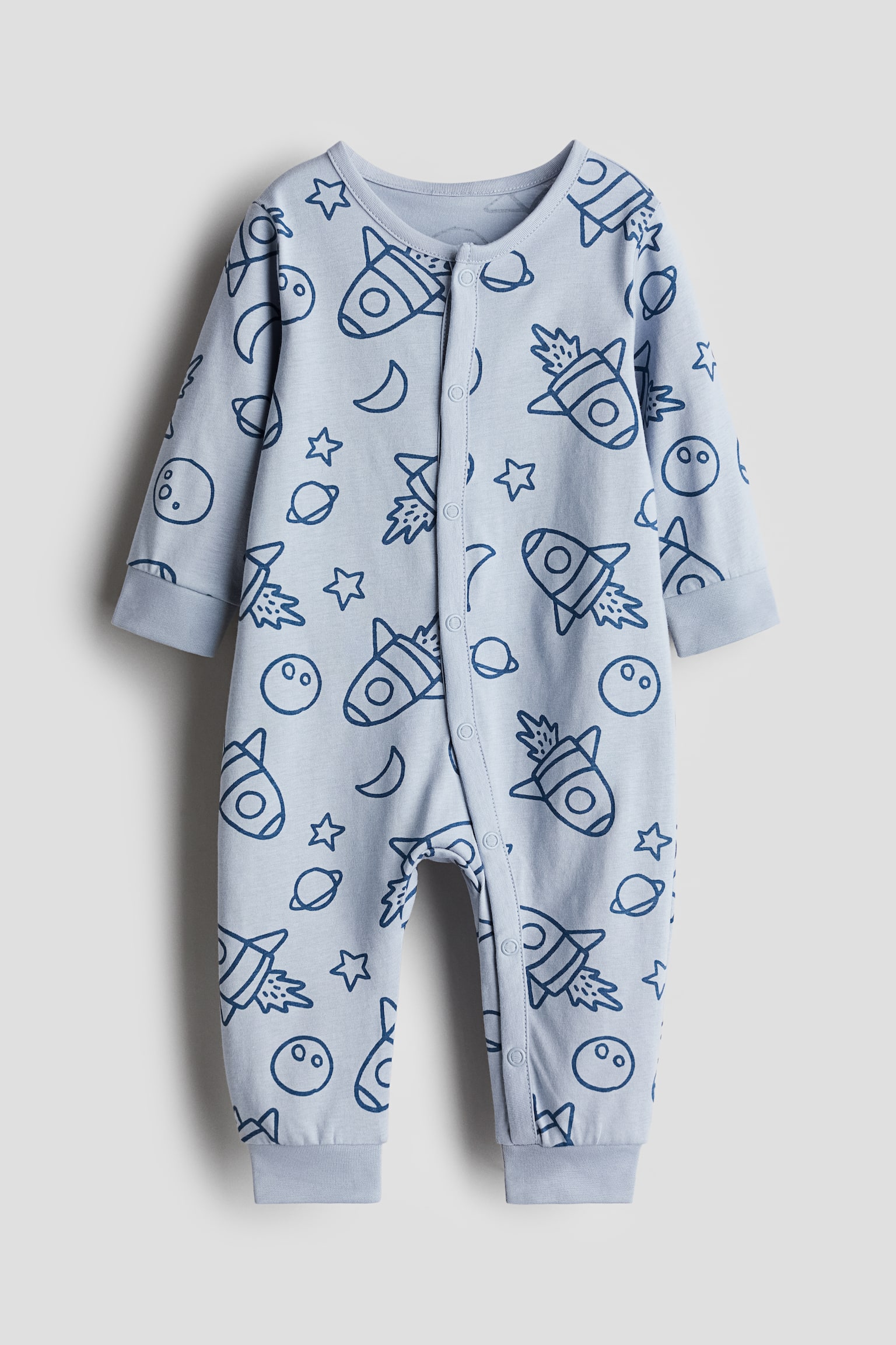 Patterned sleepsuit - Light blue/Spaceships/Red/Christmas/Red/Christmas/Light beige/Patterned/White/Elephants/Light dusty green/Dinosaurs/Light blue/Patterned/White/Bears/Light dusty pink/Horses/Pink/Hearts/Dark grey/Ghosts/White/Hearts - 1