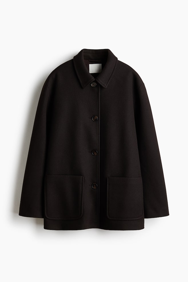 Oversized scarf-detail coat - Dark brown - 1
