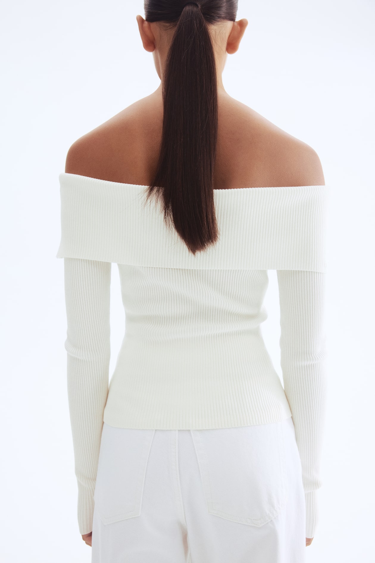Rib-knit Off-the-shoulder Top - image 5