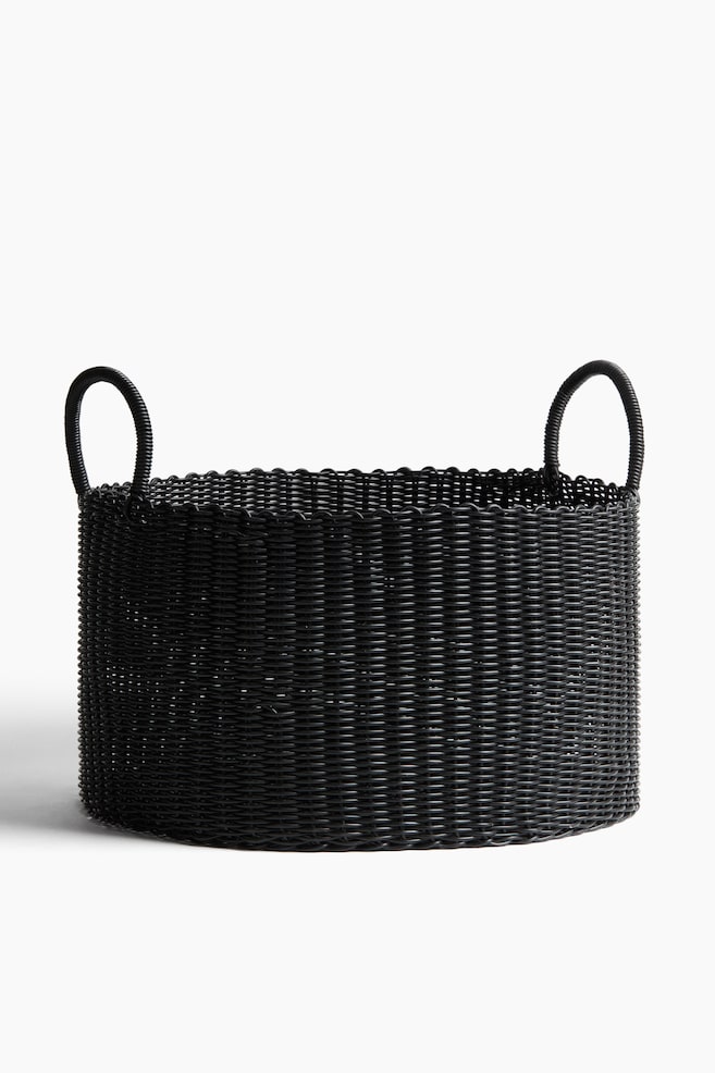Cesto de almacenamiento extragrande en plástico - Negro/Beige claro - 1