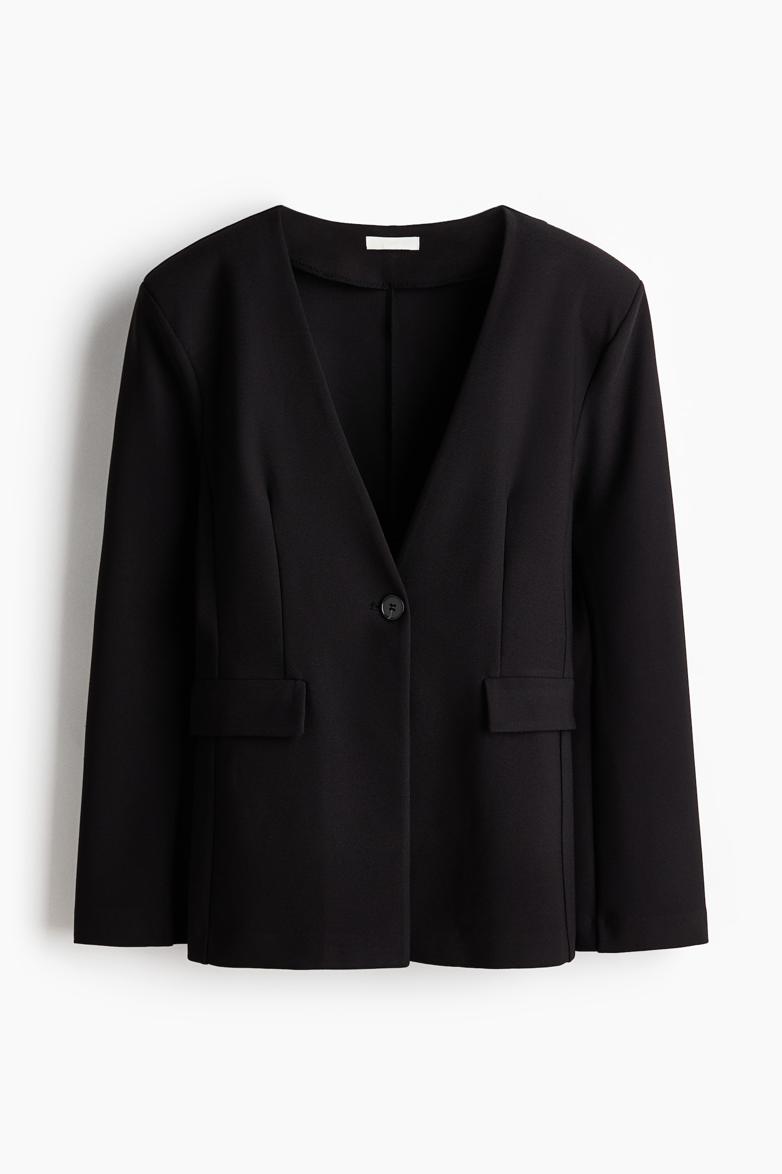 Collarless jersey blazer - Black