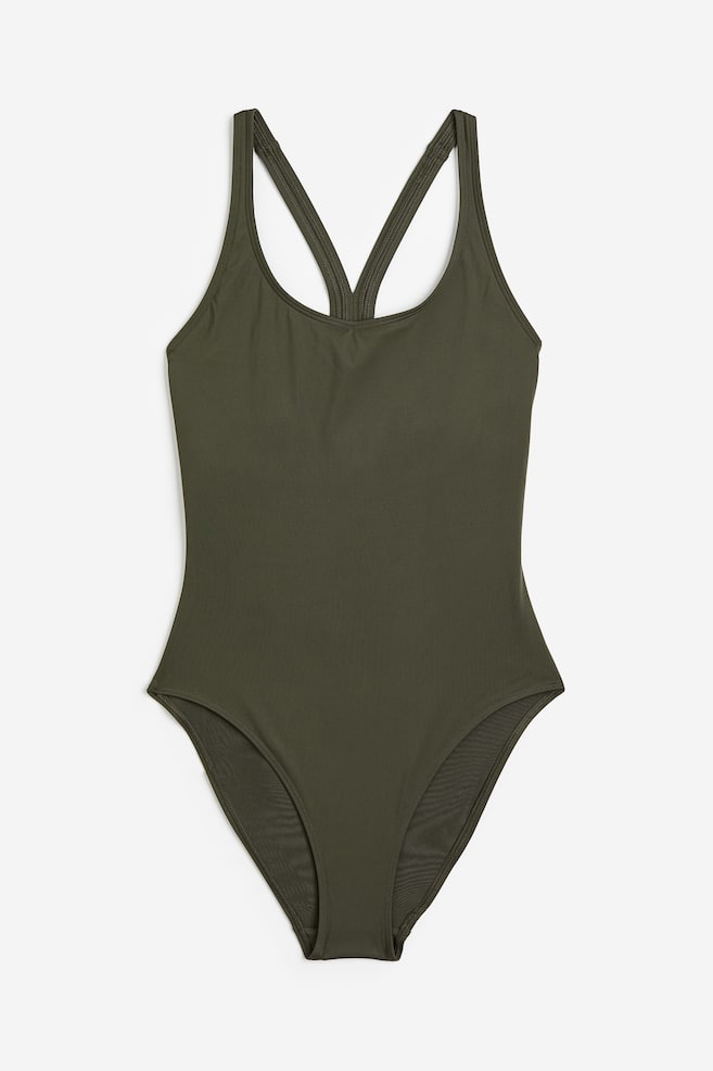 Sports swimsuit - Dark khaki green/Black/Dark purple - 2