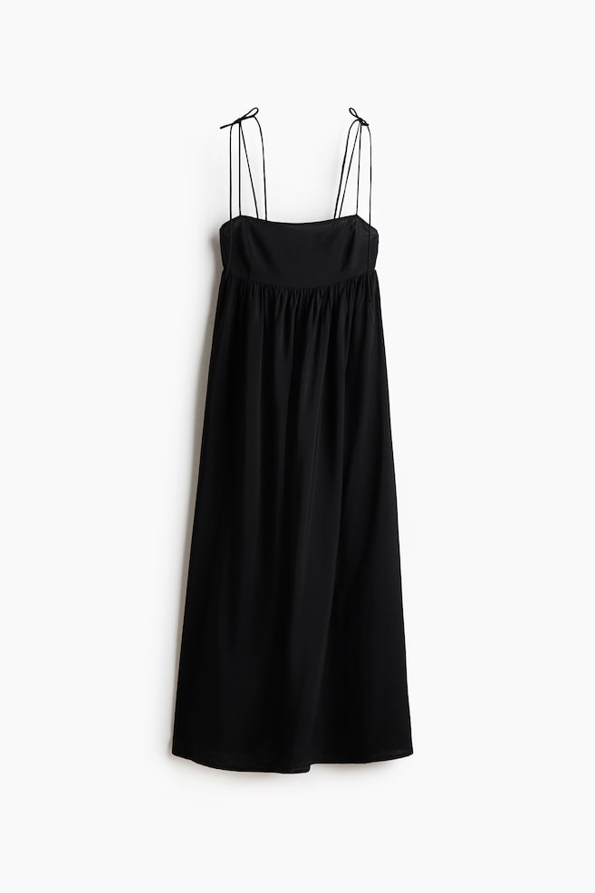 Tie-Shoulder-Strap Midi Dress - Black/Blue/patterned/Black/light beige - 1