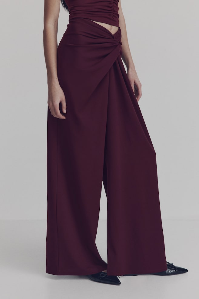Twisted-Detail Pants - Plum red/Black - 4